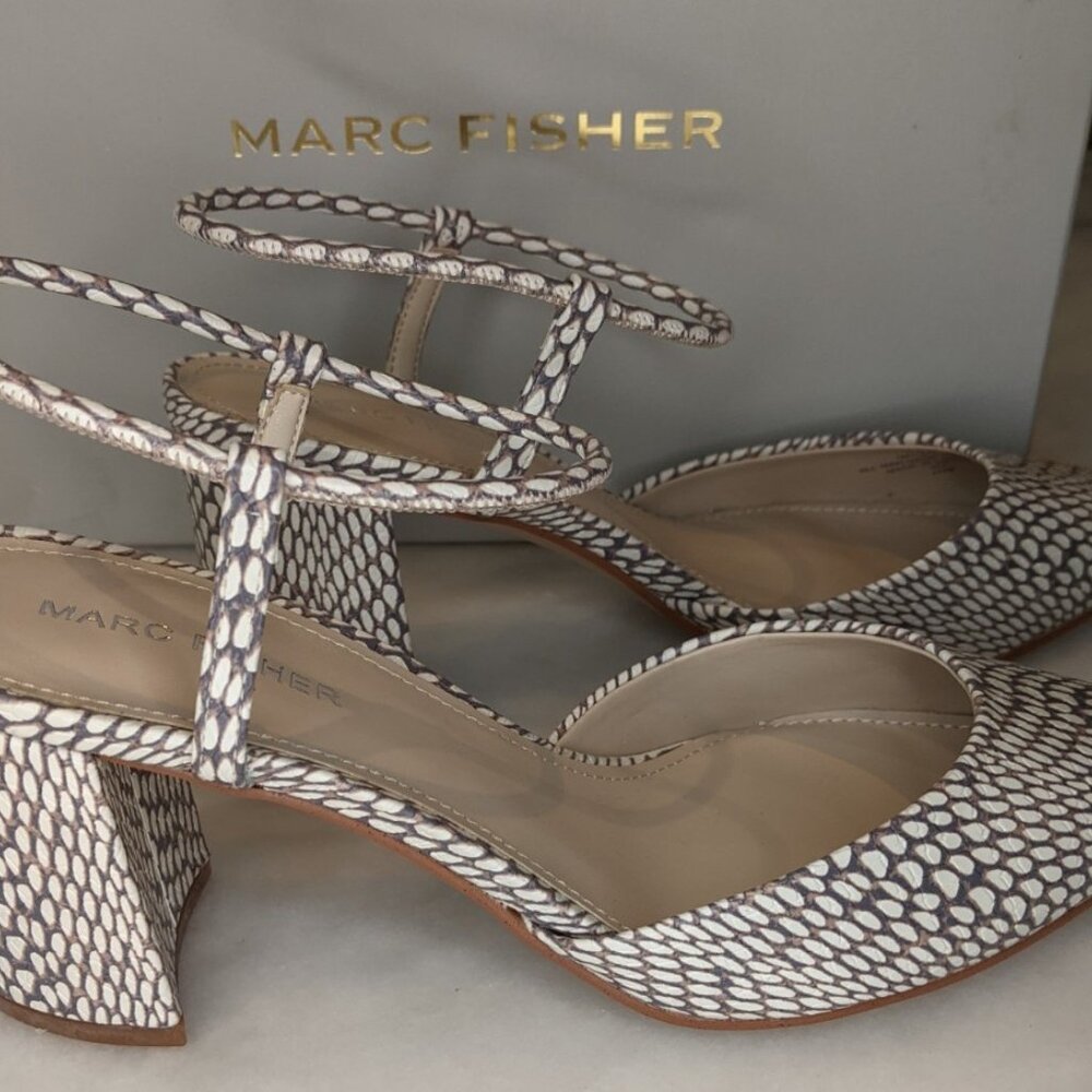 Callo Snakeskin Slingback Block Heel Pumps - Picture 3 of 6